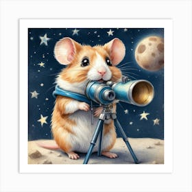 Hamster With Telescope 11 Art Print