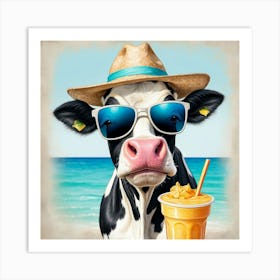 Cow At The Beach Art Print