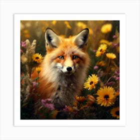 Fox In The Meadow Art Print