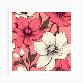 Pink And White Flowers 2 Art Print