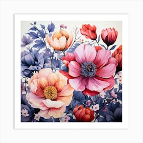 Watercolor Flowers 7 Art Print