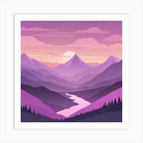 Misty mountains background in purple tone 116 Art Print