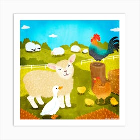 Farm Animals Square Art Print
