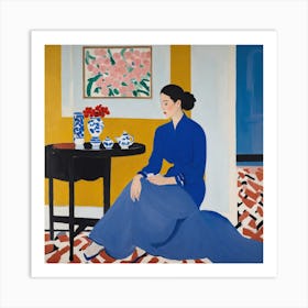 Woman In Blue 15 Art Print