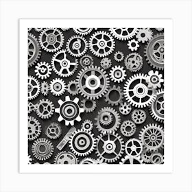 Gears On A Black Background 15 Art Print