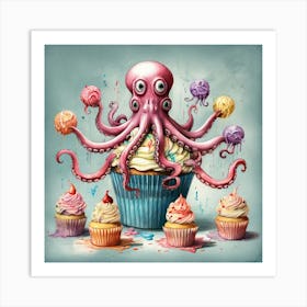 Octopus Cupcake Art Print