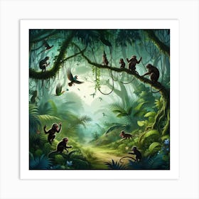 Monkeys In The Jungle Art Print