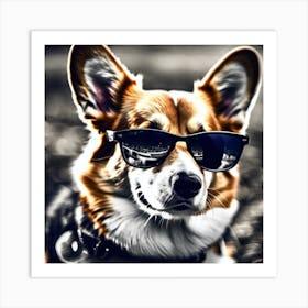 Corgi Wearing Sunglasses 17 Art Print