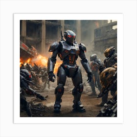 Futuristic Robot War 1 Art Print