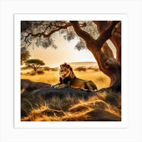 Lion In The Savannah 33 Art Print