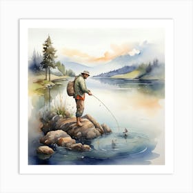 Watercolor Fisherman Art Print