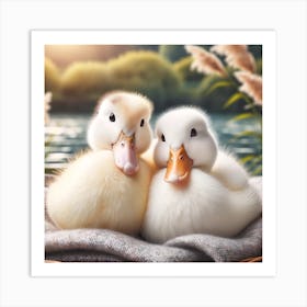 Ducks In A Basket Art Print
