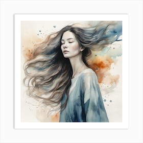 Girl With Long Hair 1 Art Print