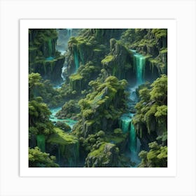 Waterfalls In The Forest Art Print