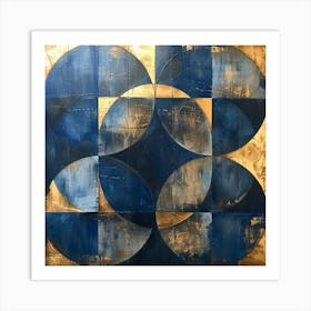 Blue And Gold Circles Art Print