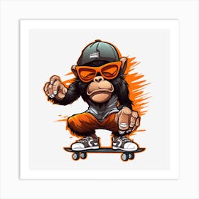 Monkey Skateboarder Art Print