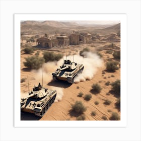 Two Tanks In The Desert Art Print