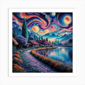 Dreamscape Pathway A Vibrant Landscape Inspired By Van Gogh (5) Art Print