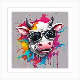 Cow With Sunglasses Art Print