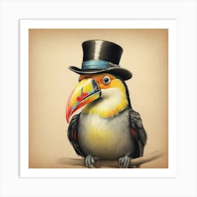 Toucan In Top Hat Art Print