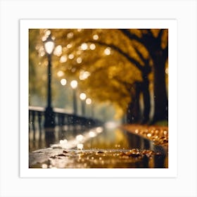 Promenade lined with Golden Sycamore Trees Art Print