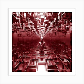 Portrait of a man locked in a fractal dimension. Art Print