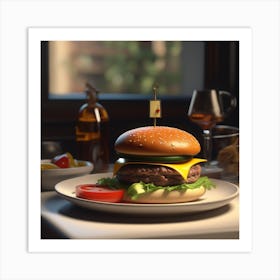 Burger On A Plate 64 Art Print