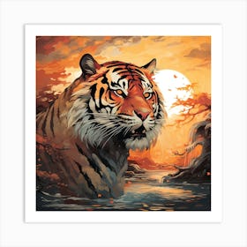 Tiger Sunset Art Print