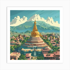 Golden Pagoda 1 Art Print