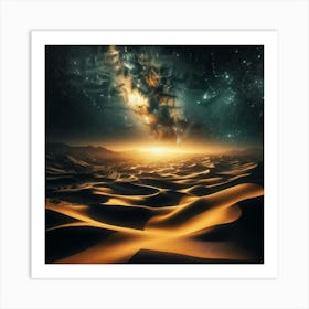 Desert Landscape With Stars Art Print