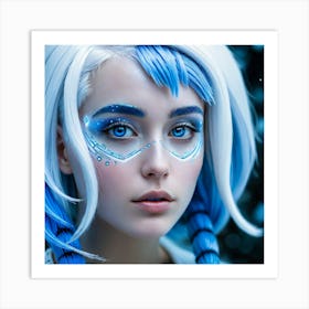 Blue Haired Girl 8 Art Print