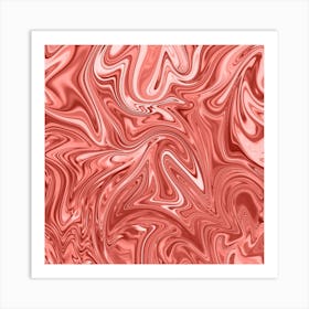 Coral Pink Liquid Marble Art Print