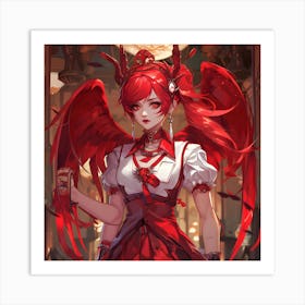 Red Hair Anime Angel Nurse Art Print