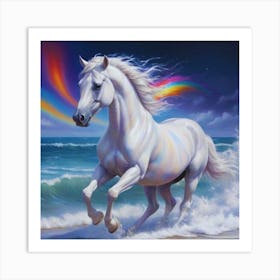 White Rainbow Horse Art Print