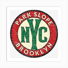 Park Slope Brooklyn Nyc Vintage Road Sign Distressed Print Art Print