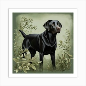 Lifelike Vision Black Labrador Dog Sage Green Art 0 Art Print