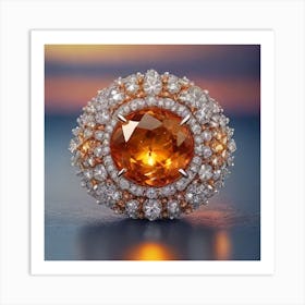 Orange Diamond Ring Art Print