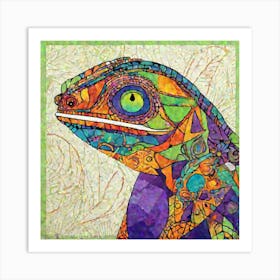 A Stunning Minimalist Abstract Art Featuring A Vibrant Chameleon Elegantly Adorned With An Array Of 668911348 Art Print