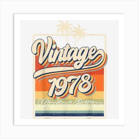 44 Year Old Gifts Vintage 1978 Limited Edition 44th Birthday Art Print