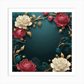 Frame With Roses Art Print