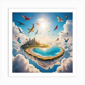 Phoenix Surreal Landscape Of Land Floating In The Ski 2 1 Art Print