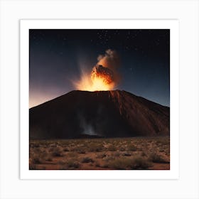 Lava Eruption At Night Art Print