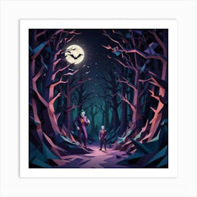 Halloween Night In The Woods Art Print