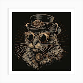 Steampunk Cat 20 Art Print