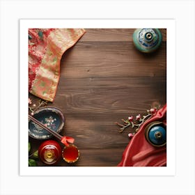 Chuseok Wooden Table From Above Banner Texture W 1718393474 4 Art Print