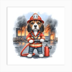 Beagle Firefighter~Reimagined 4 Art Print