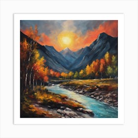 Sunset In The Mountains Art Print