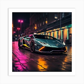 Lamborghini neon style Art Print