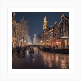 Amsterdam Christmas Night Art Print