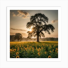 Sunflowers At Sunrise Art Print